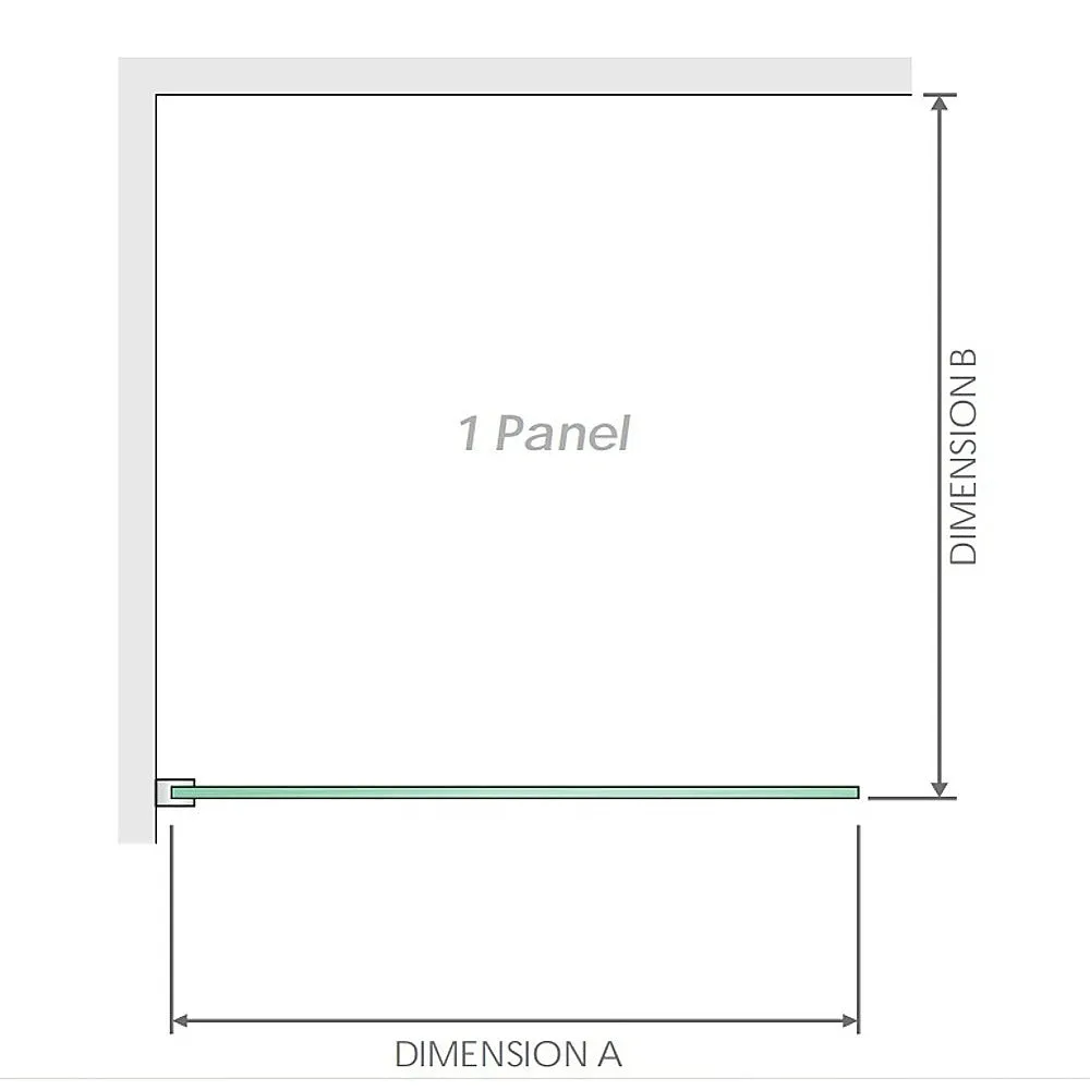 100x210cm Single Shower Glass Screen with White Wall F-Brackets