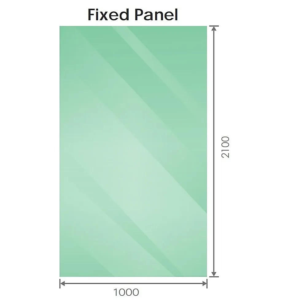 100x210cm Single Shower Glass Screen with White Wall F-Brackets