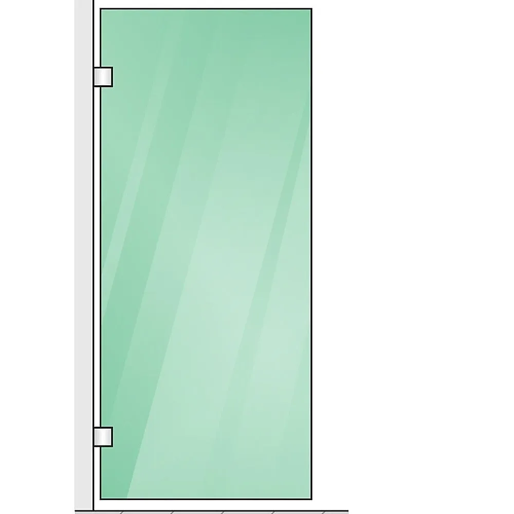 100x210cm Single Shower Glass Screen with White Wall F-Brackets