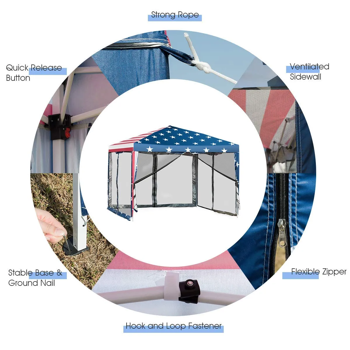 10x10 ft Pop-Up Canopy Tent w/ Netting, Outdoor Canopy Tent with Carry Bag