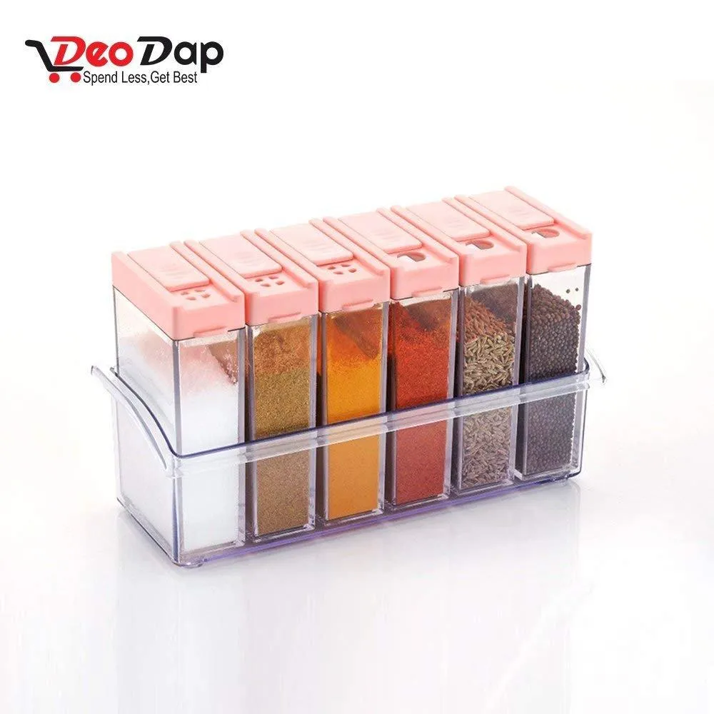 122 Plastic Spice Jars (6 pcs, 14x22x8cm, Multicolour)