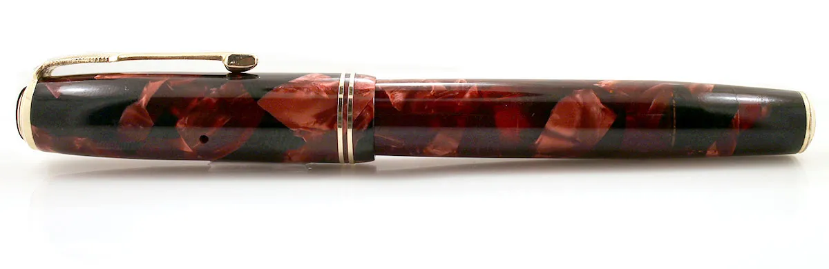 1935 PARKER BURGUNDY MOTTLED DOUBLE JEWEL VACUMATIC JR FOUNTAIN PEN RESTORED