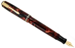 1935 PARKER BURGUNDY MOTTLED DOUBLE JEWEL VACUMATIC JR FOUNTAIN PEN RESTORED