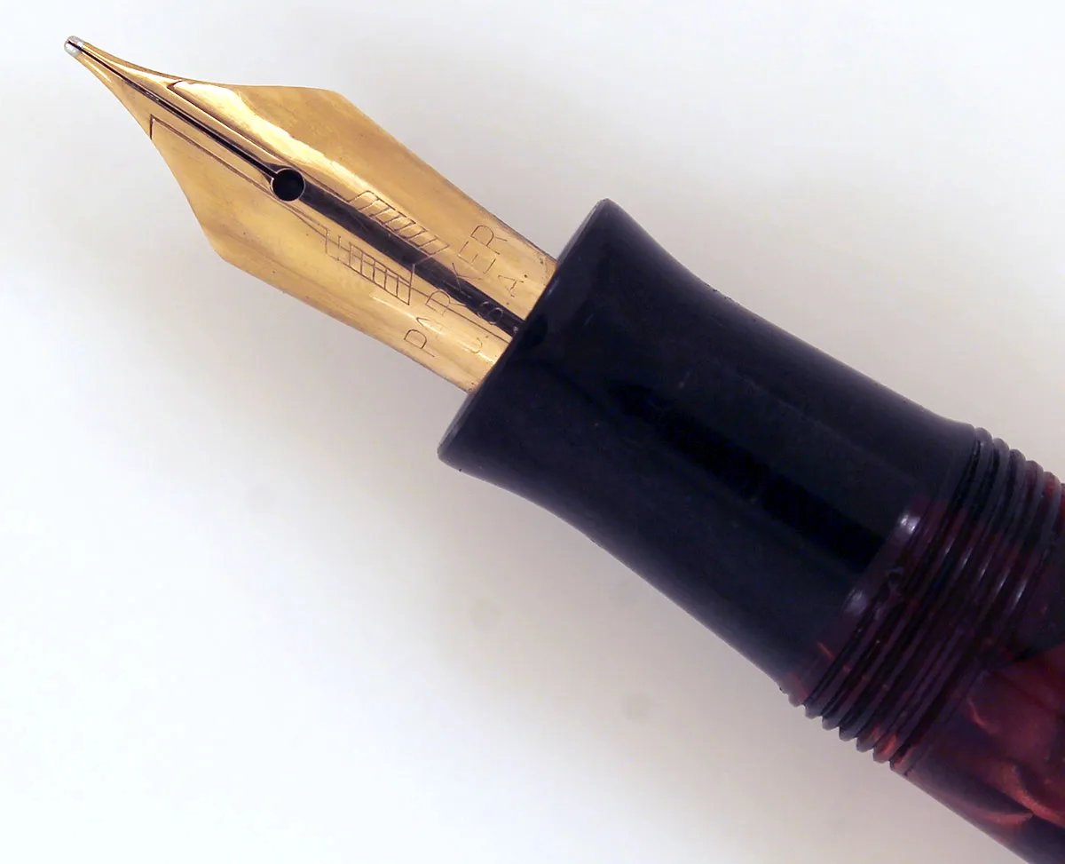 1935 PARKER BURGUNDY MOTTLED DOUBLE JEWEL VACUMATIC JR FOUNTAIN PEN RESTORED