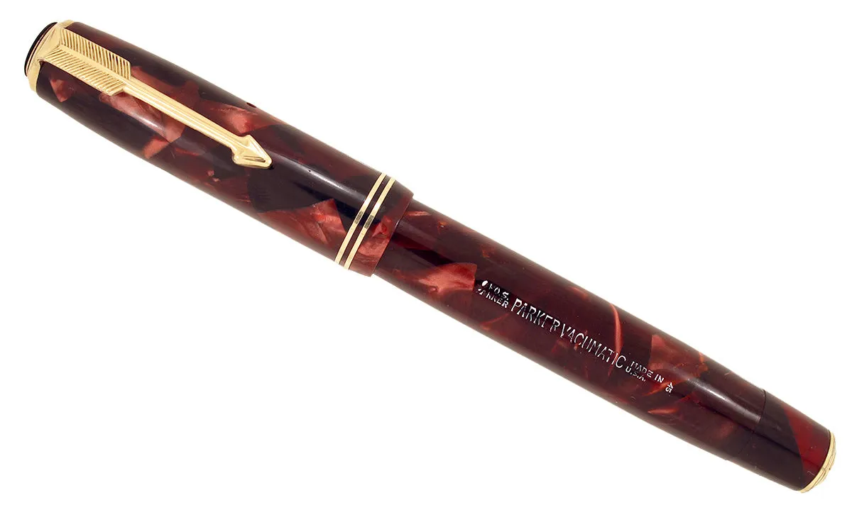 1935 PARKER BURGUNDY MOTTLED DOUBLE JEWEL VACUMATIC JR FOUNTAIN PEN RESTORED