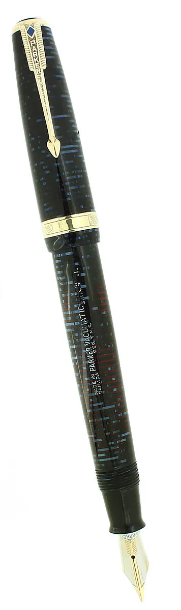 1951 PARKER AZURE PEARL VACUMATIC FOUNTAIN PEN F-BBB 2.12MM FLEX NIB RESTORED