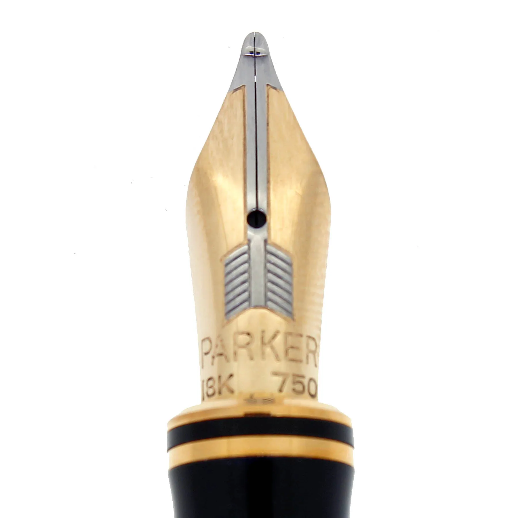 1995 PARKER DUOFOLD INTERNATIONAL BLACK & PEARL 18K BROAD NIB FOUNTAIN PEN