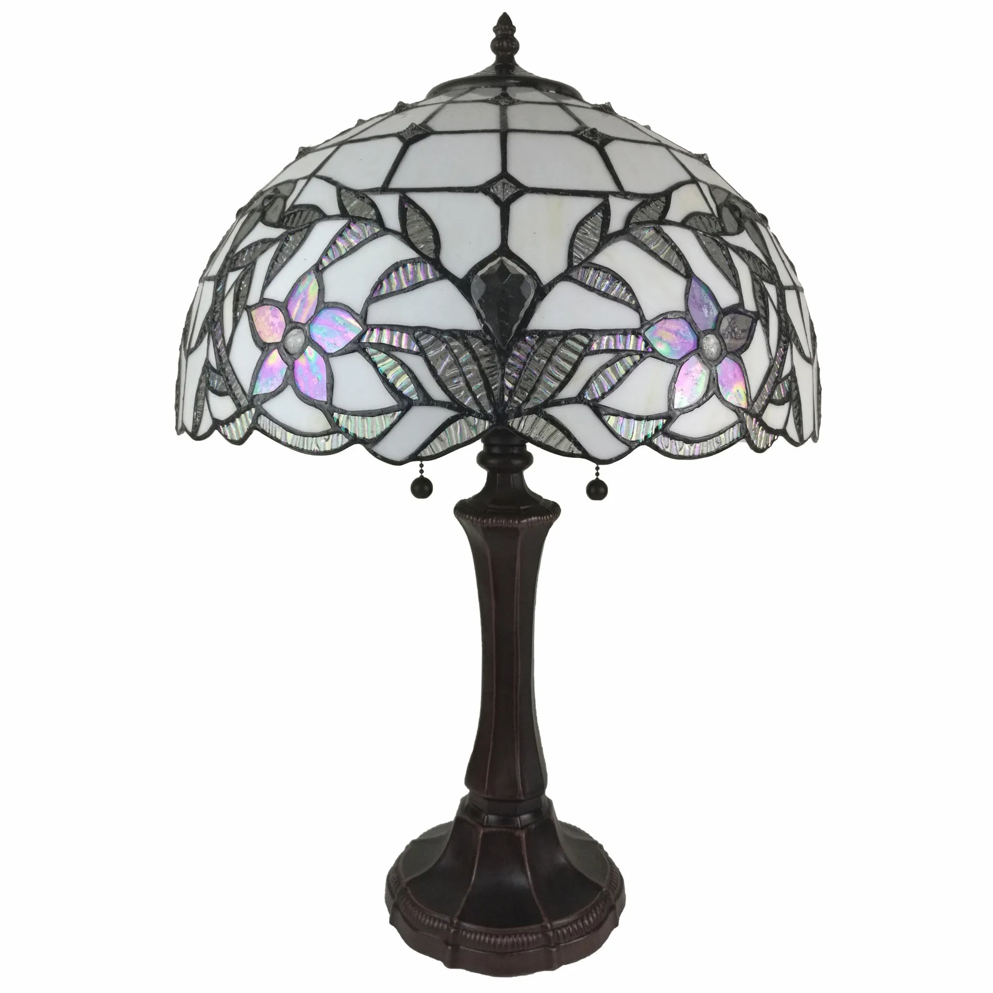 23" Stained Glass Two Light Flowery Vintage Accent Table Lamp By Homeroots