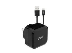 3sixT Wall Charger AU 4.8A   Lightning Cable 1m - Black