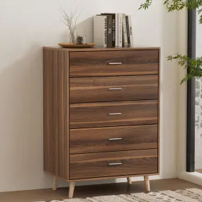 5 Drawer Walnut Chest with Anti-Rust Runners - Artiss