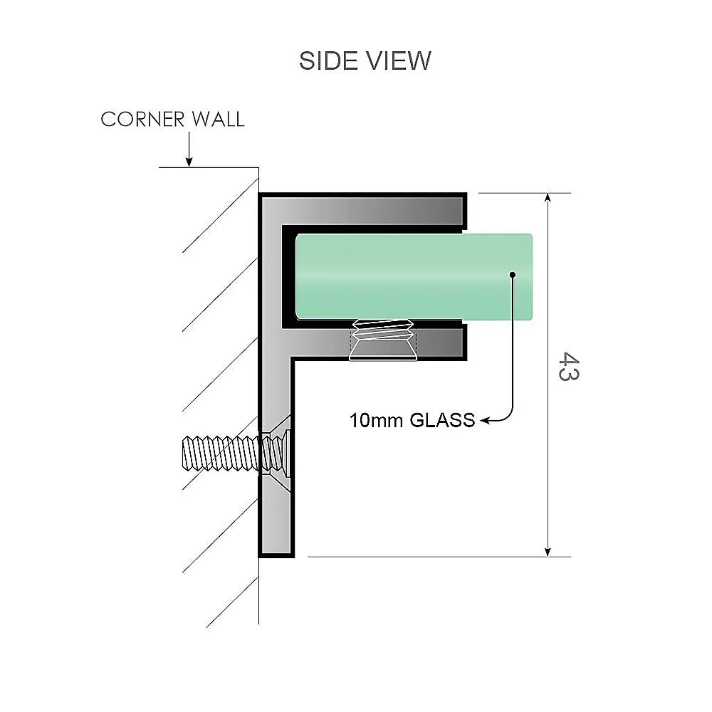 80x200cm Single Shower Glass Screen with Gunmetal Wall F-Brackets