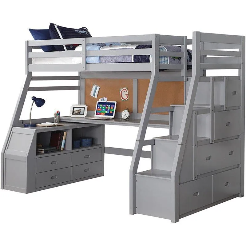 Acme Jason II Twin Loft Bed & Ladder in Gray 37445