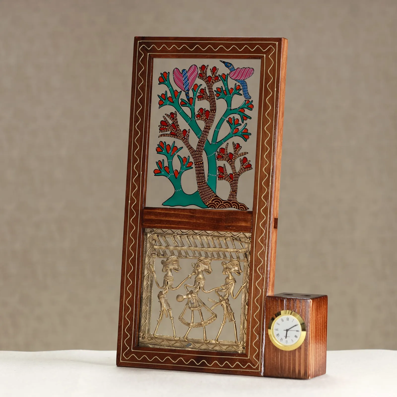 Agam - Table Artifact with Pen Stand and Clock