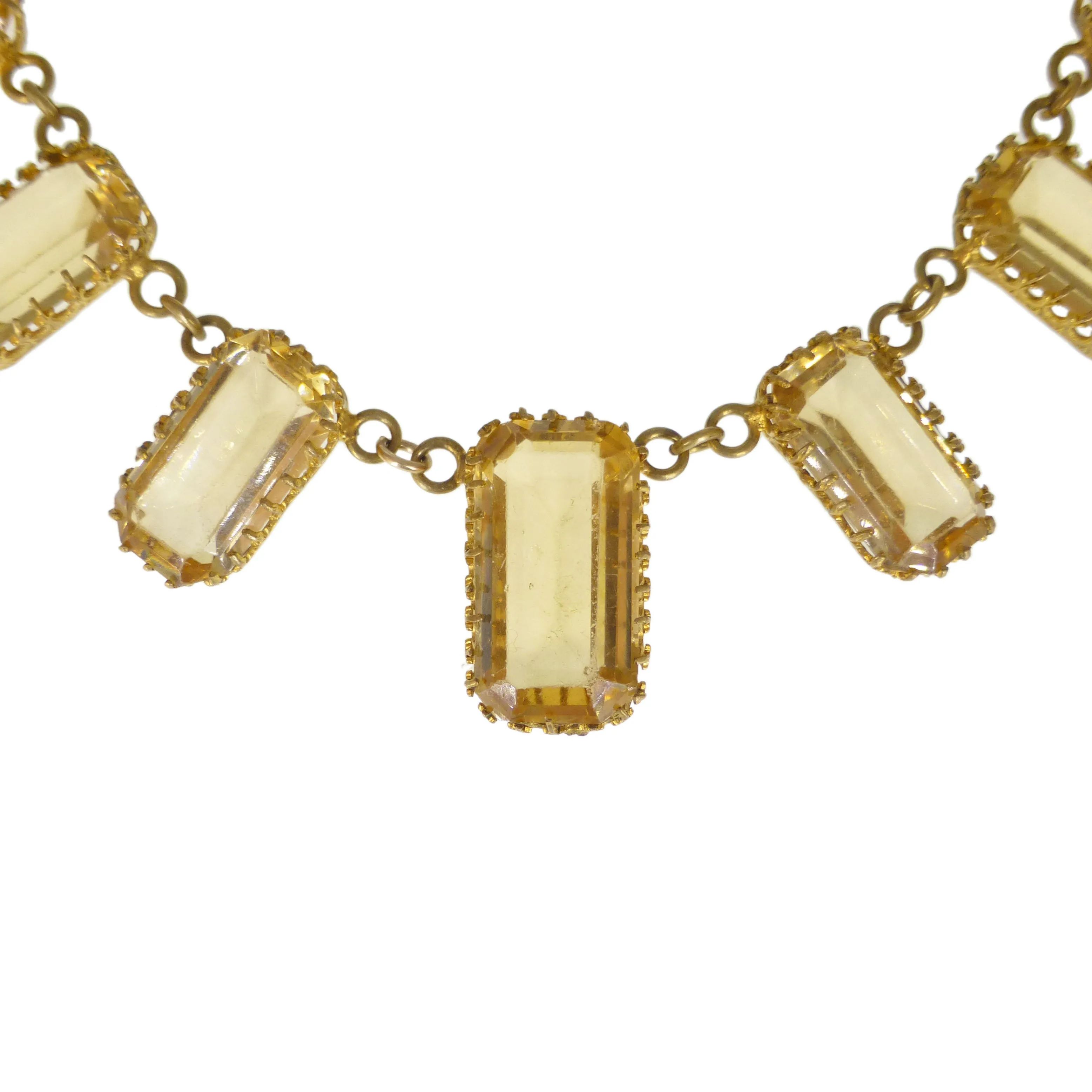 Antique Citrine Glass Panel Necklace