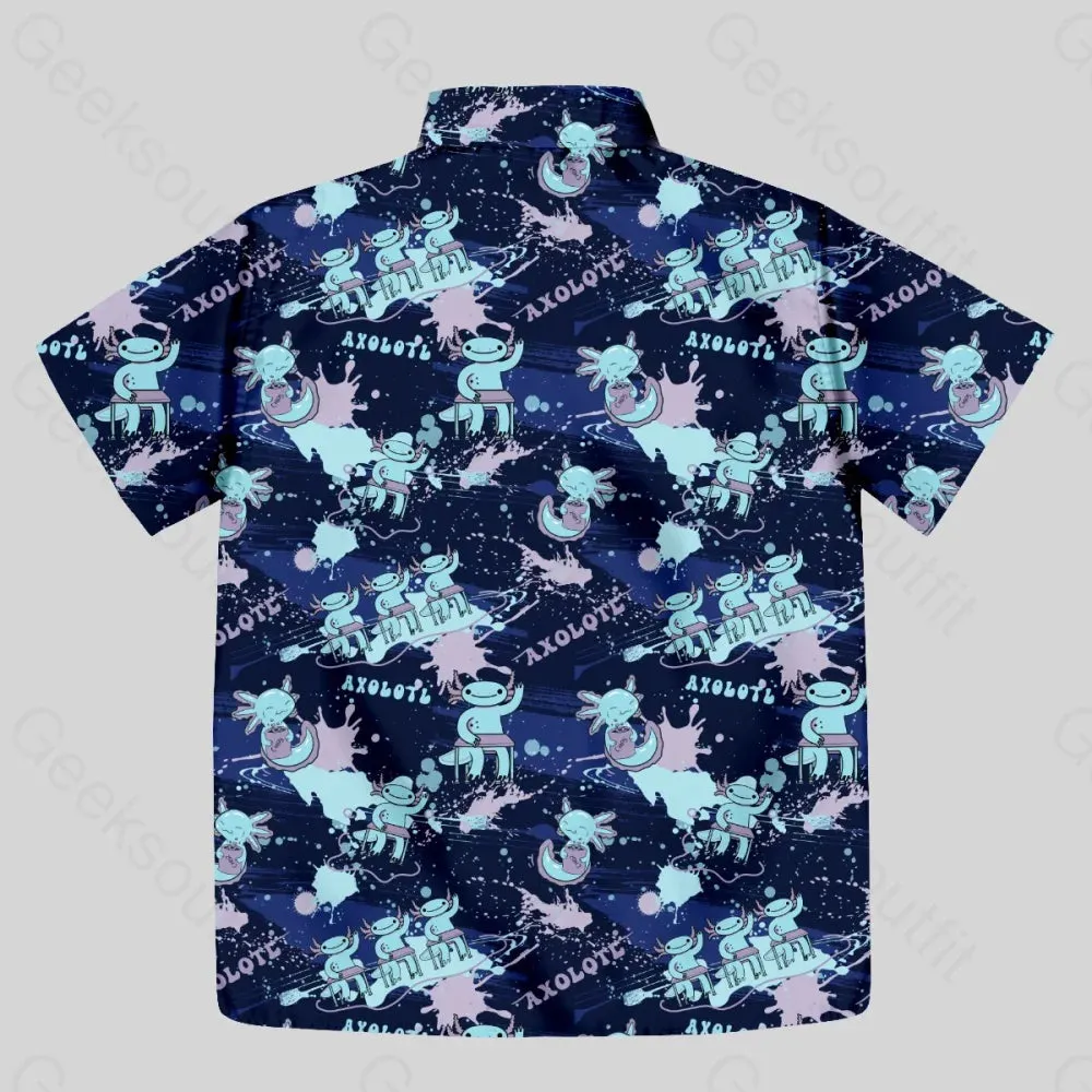 Axolotl Questions Navy Button Up Pocket Shirt