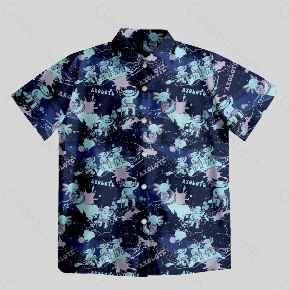 Axolotl Questions Navy Button Up Pocket Shirt