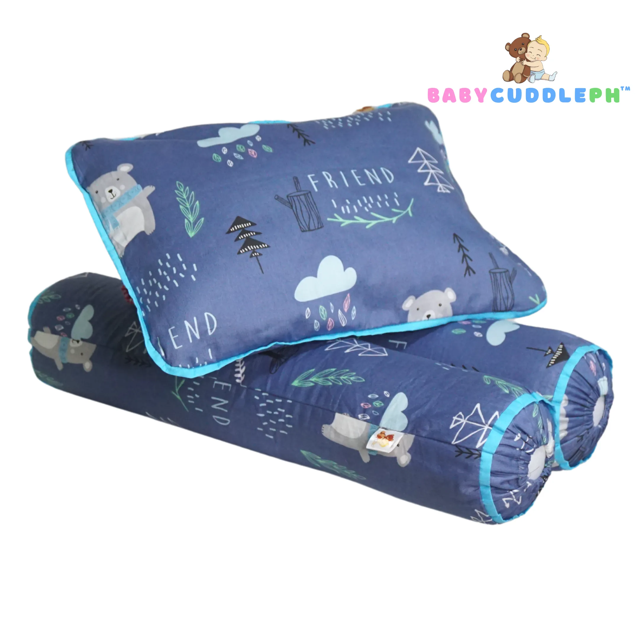 Babycuddleph Bolster Pillow Set Bear Friend