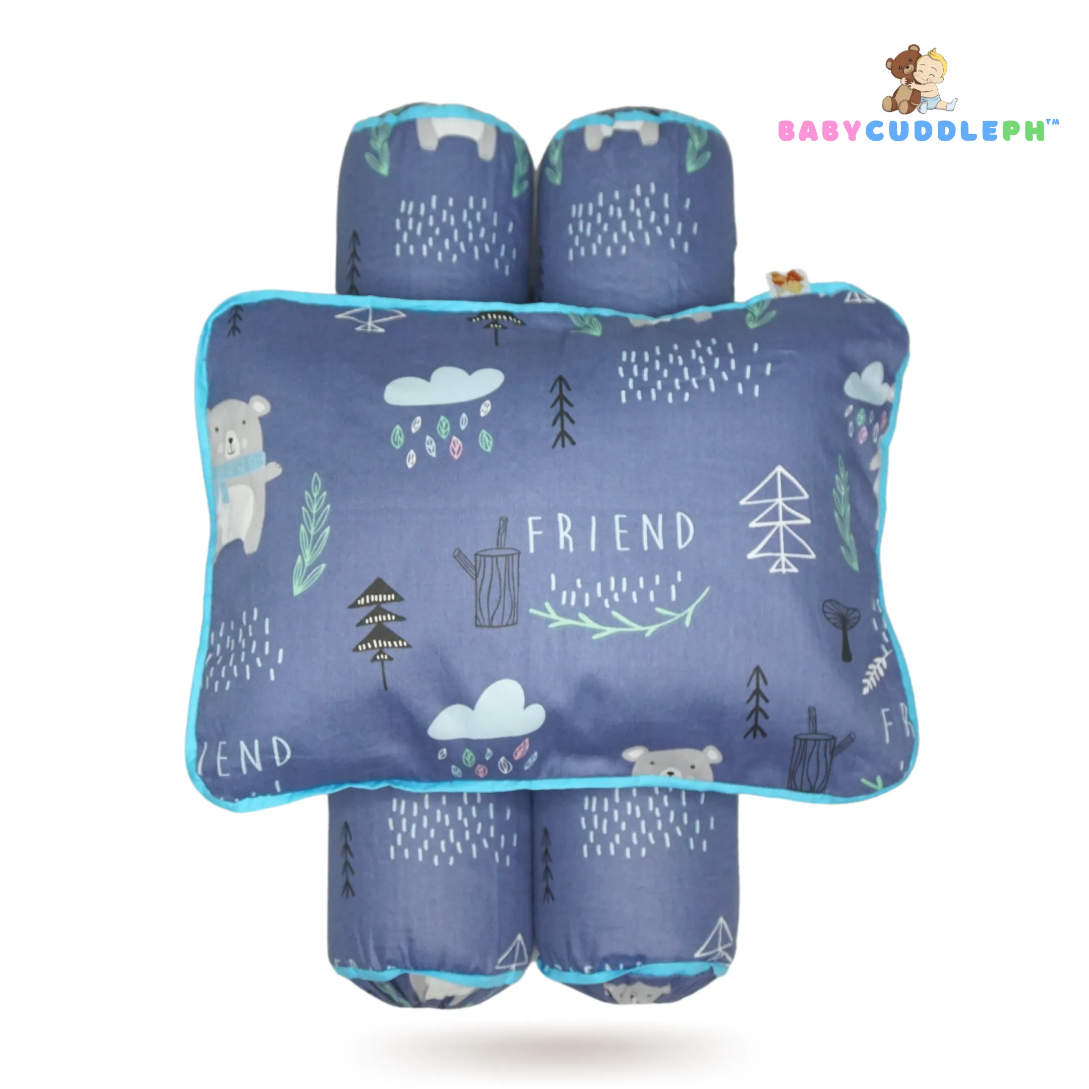 Babycuddleph Bolster Pillow Set Bear Friend