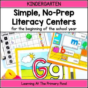 Back to School Literacy Centers for Kindergarten | Simple, No-Prep