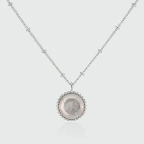 Barcelona Silver October Rose Quartz Birthstone Necklace