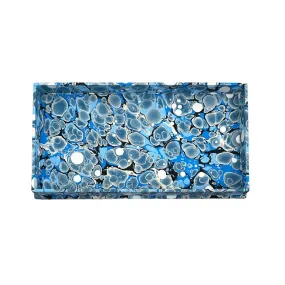 Bespoke Hand-Marbled Paper Rectangular Valet Tray, Blue