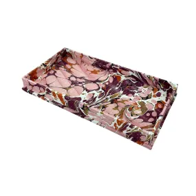 Bespoke Hand-Marbled Paper Rectangular Valet Tray, Raspberry