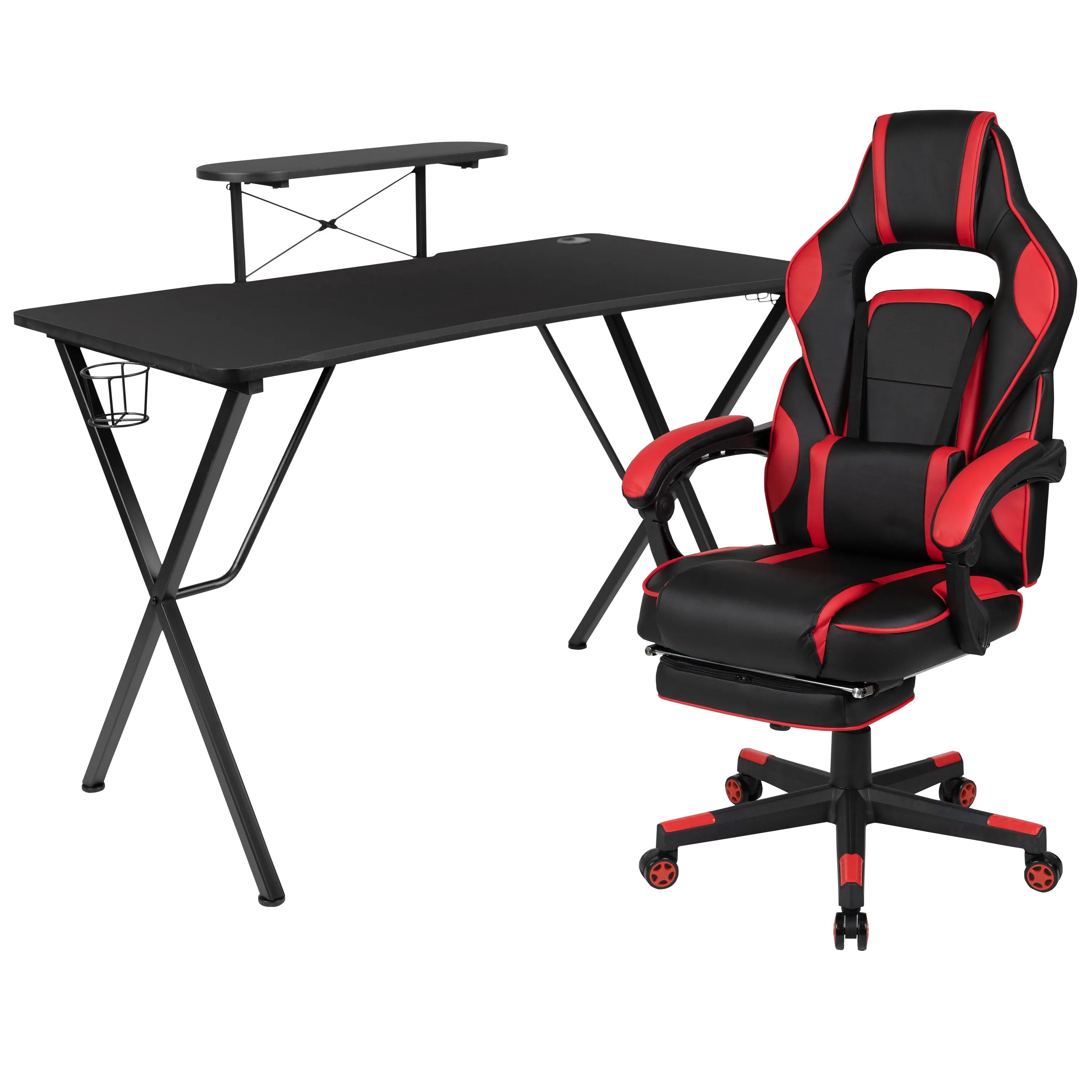 Black Gaming Desk & Chair Set BLN-X40RSG1031-RED-GG