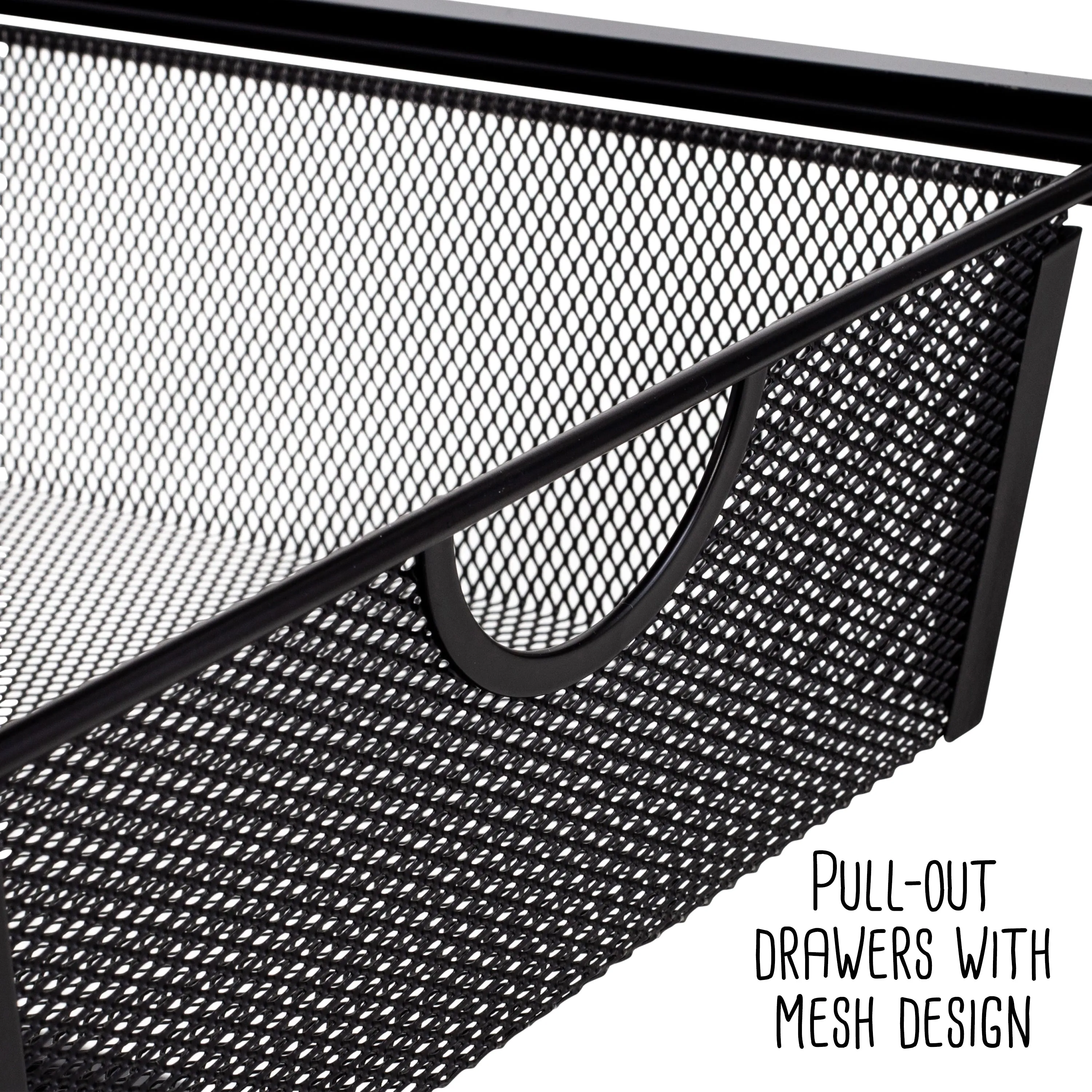 Black Metal Mesh 3-Drawer Storage Cart