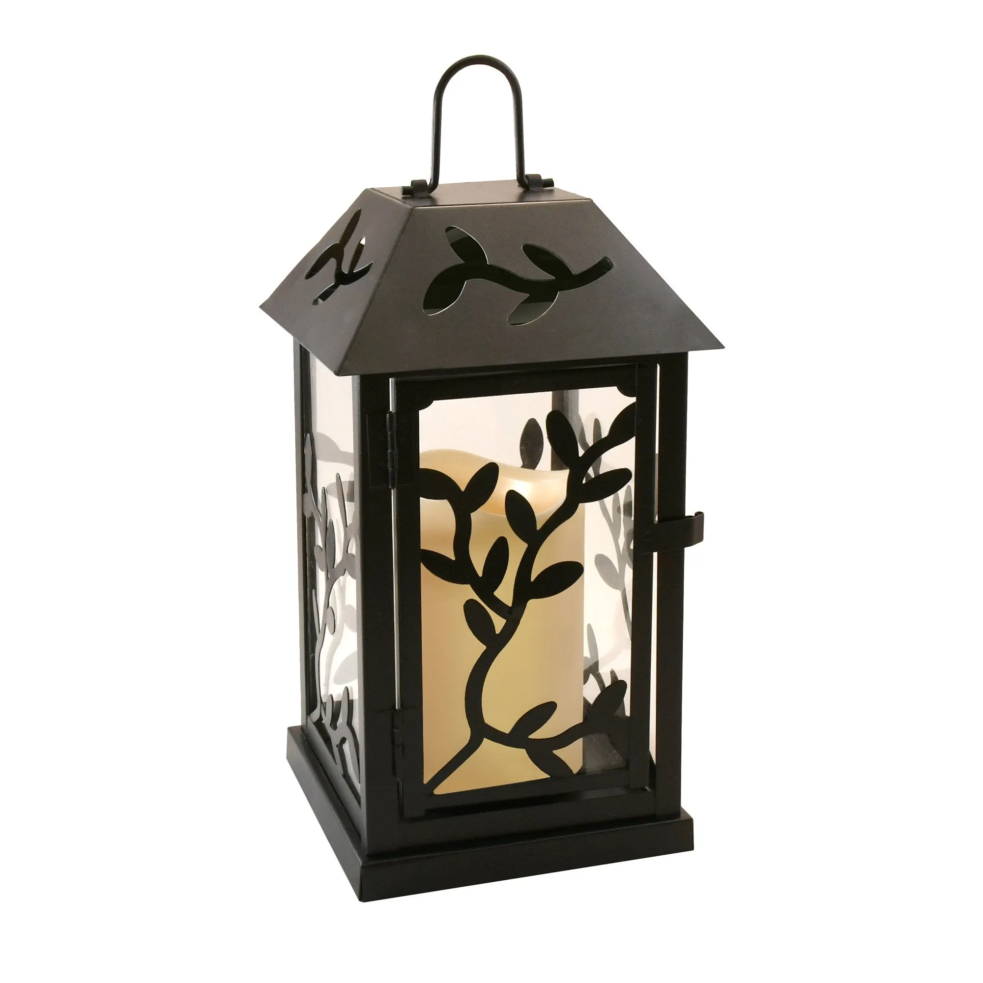 Black Vine Metal Lantern with LED Candle