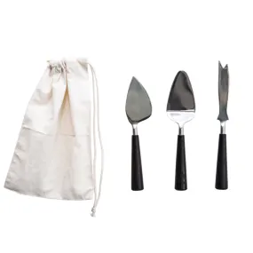 Bloomingville Black Cheese Knife Set