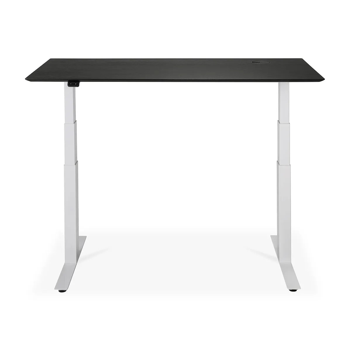 Bok Rectangle Adjustable Desk with Cable management UK (Oak Black, White, 140cm)