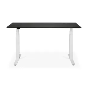 Bok Rectangle Adjustable Desk with Cable management UK (Oak Black, White, 140cm)