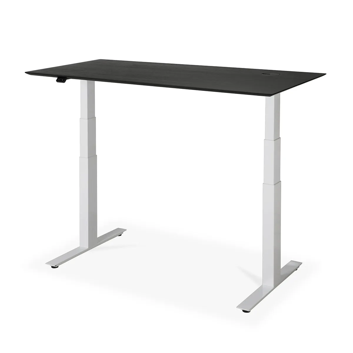 Bok Rectangle Adjustable Desk with Cable management UK (Oak Black, White, 140cm)