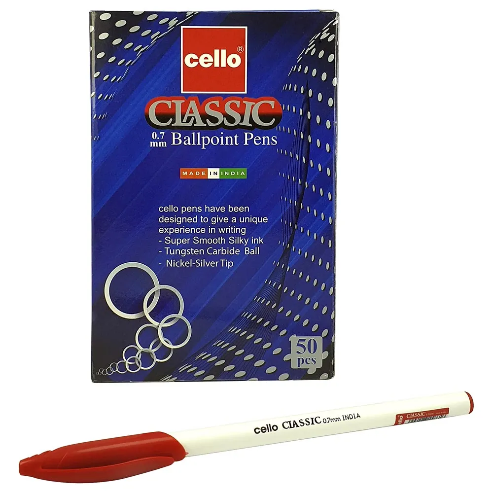 Cello Classic Ball Pen 0.7mm Red 50 pcs Box