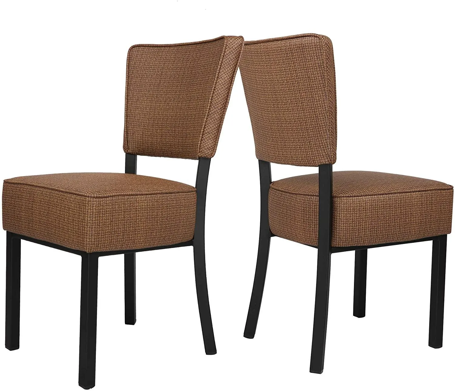 Classic Dining Chair Set of 2, Modern Style Family Leisure Chair with Stainless Steel Legs, PU Leather High Back Side Chair, Coffee