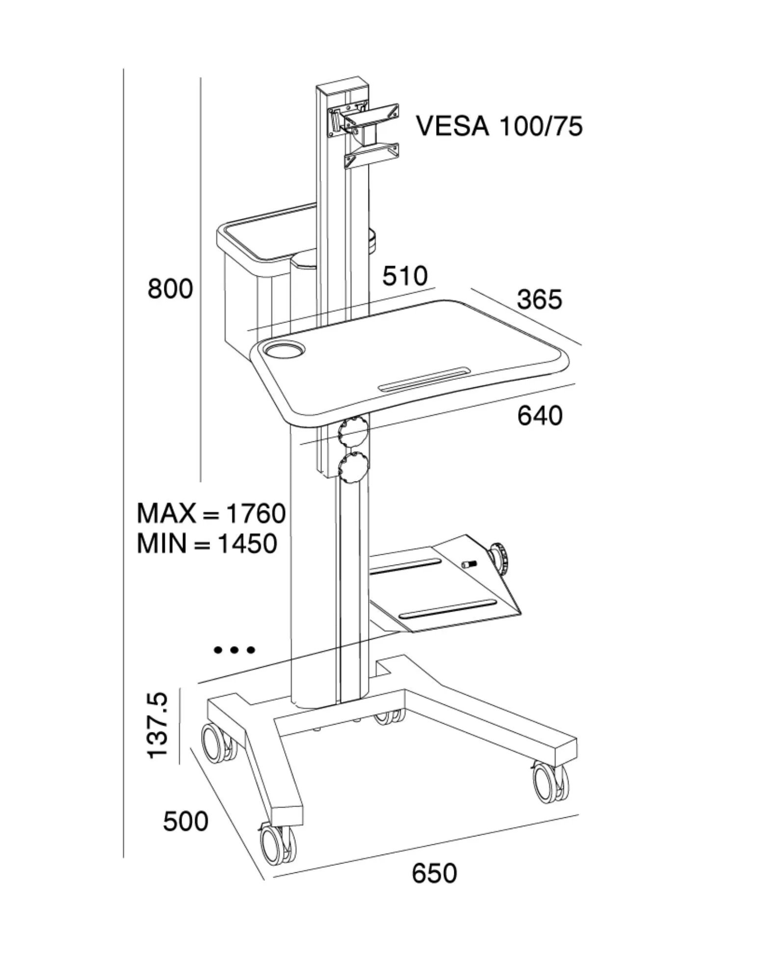 Computer Mobile Workstation Cart (MCT09)