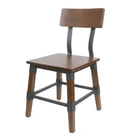 Delmont Industrial Walnut Finish Restaurant Chair Metal Bracing