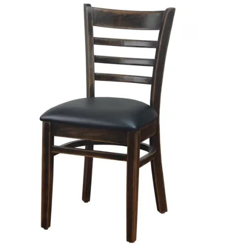 Distressed Black Walnut Finish Wood Restaurant Chairs