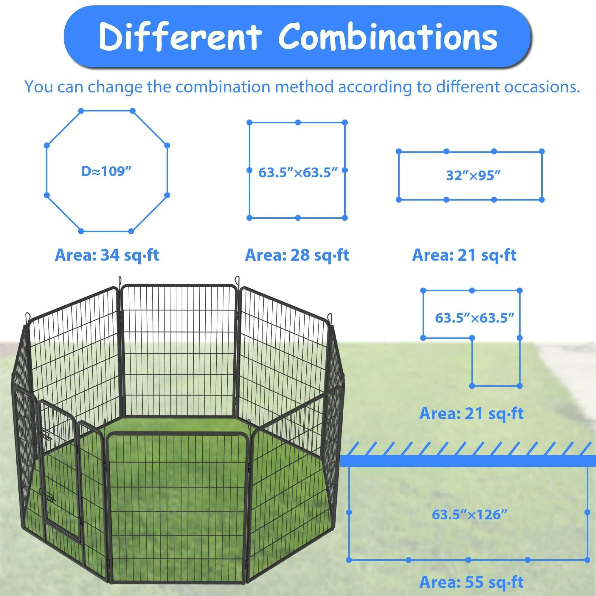 Dog Pens Outdoor 32" Height Foldable 12 Panels Heavy