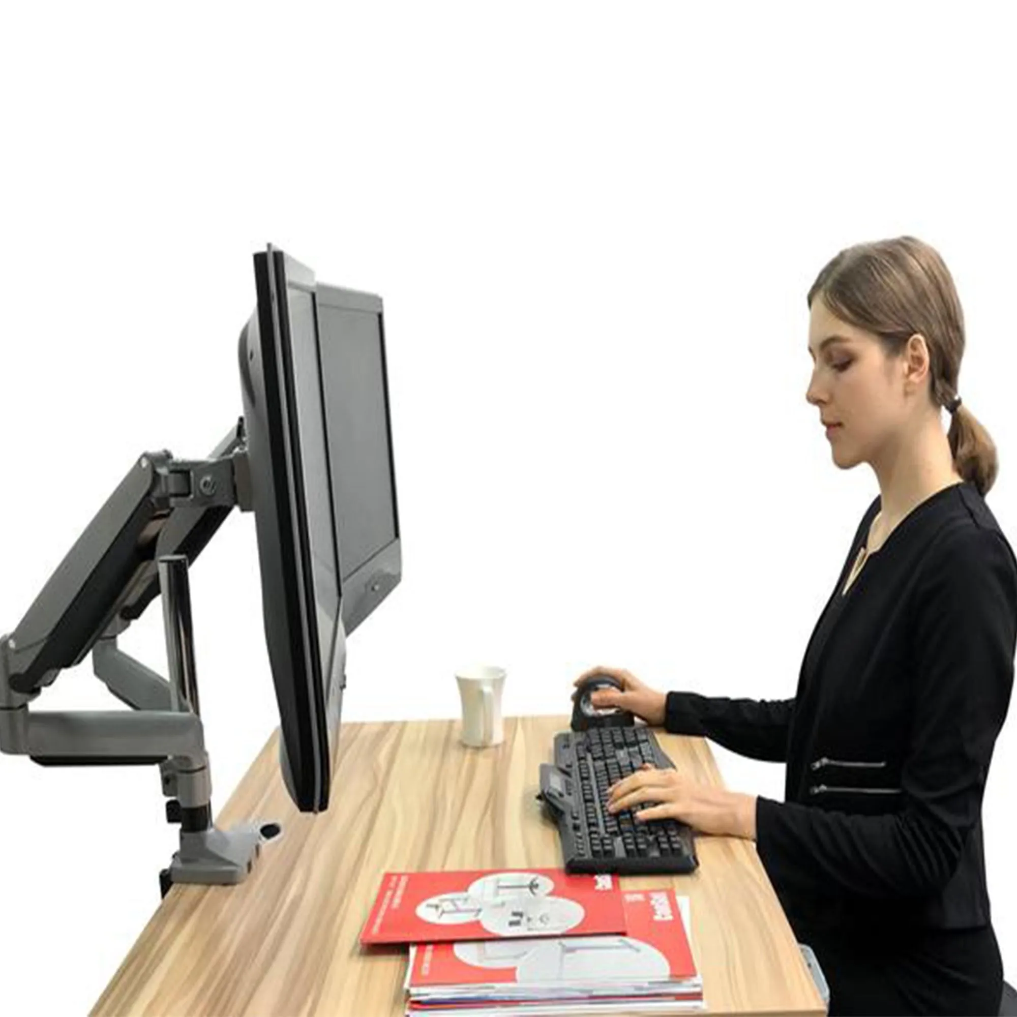 Dual Monitor Height Adjustable Gas Spring Desk Mount Stand Fits 10"-29" LCD LED Monitors ! Aluminium material Heavy duty (MODEL :2MS-GLP)