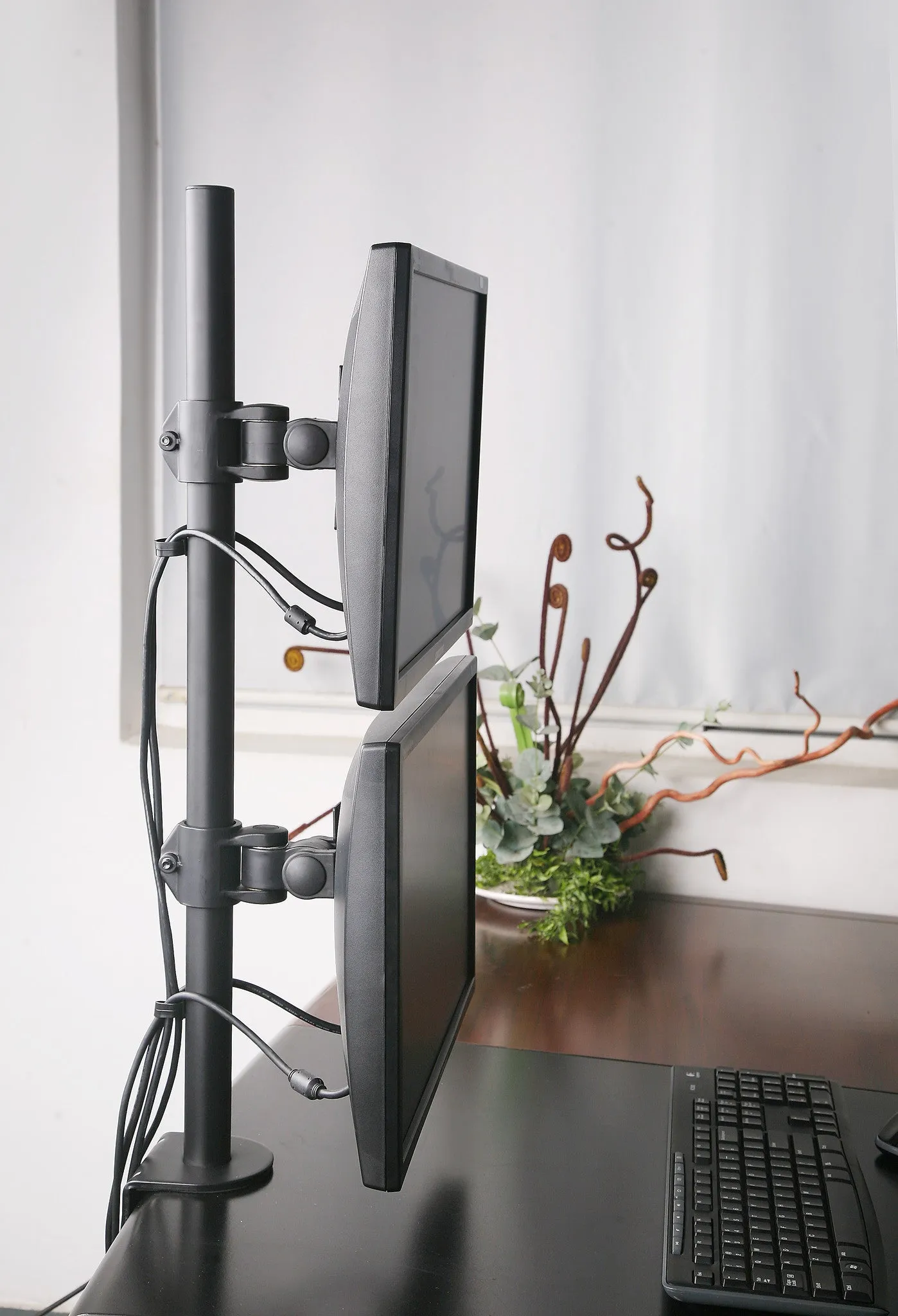 Dual Vertical Monitor Arm Clamp Type