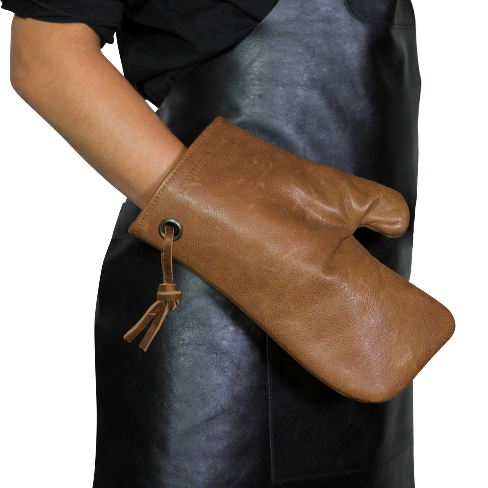 Dutchdeluxes Leather Oven Glove in Vintage Camel