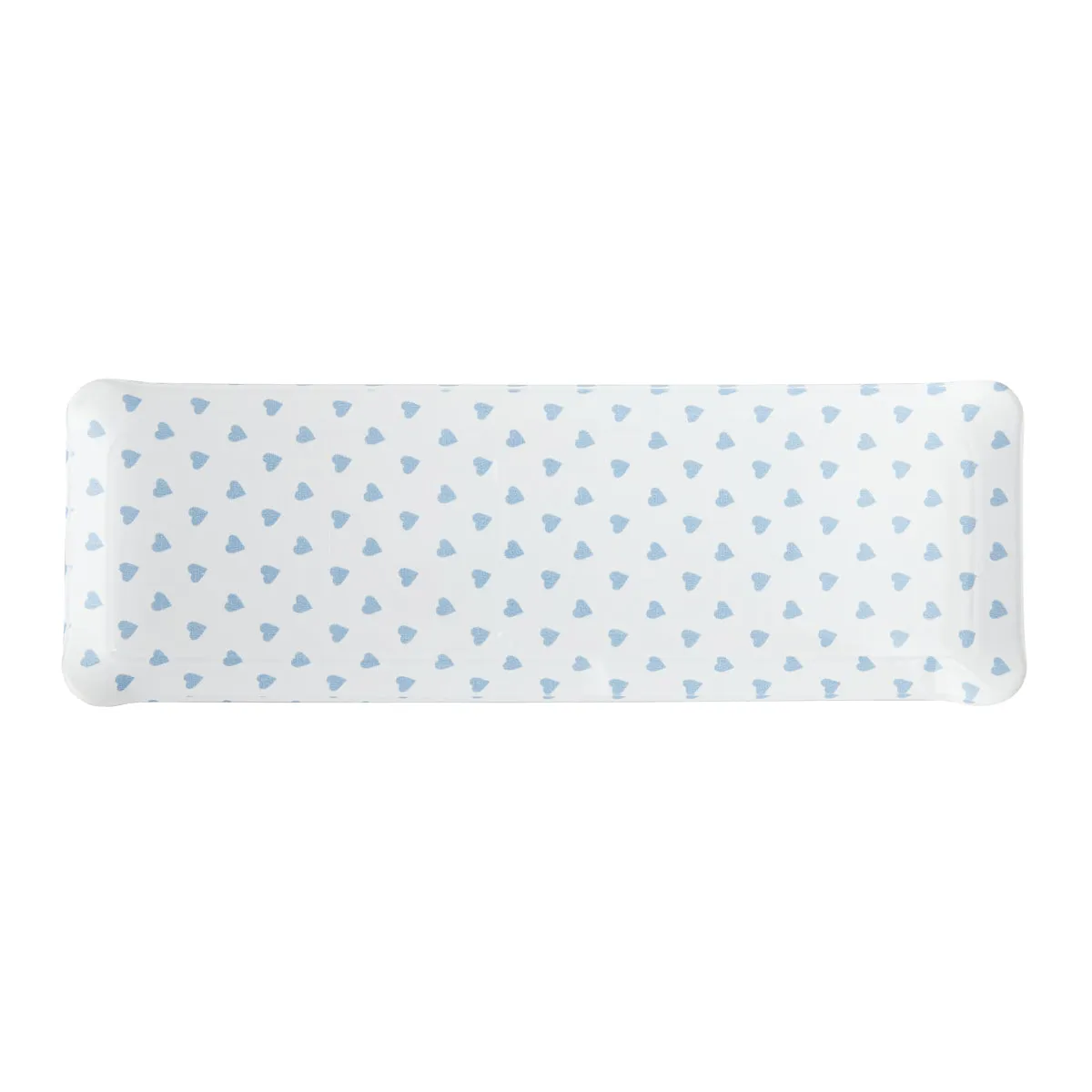 Fabric Tray Oblong Heart Blue