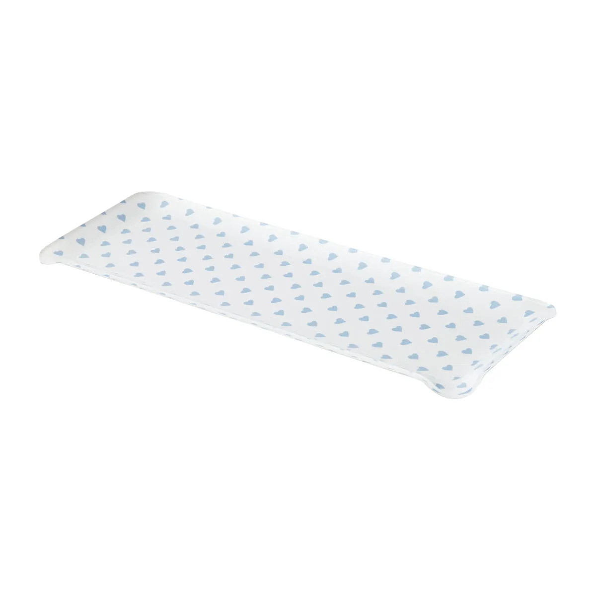 Fabric Tray Oblong Heart Blue