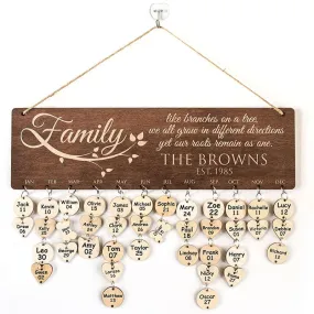 Family Wooden Calendar For Wall