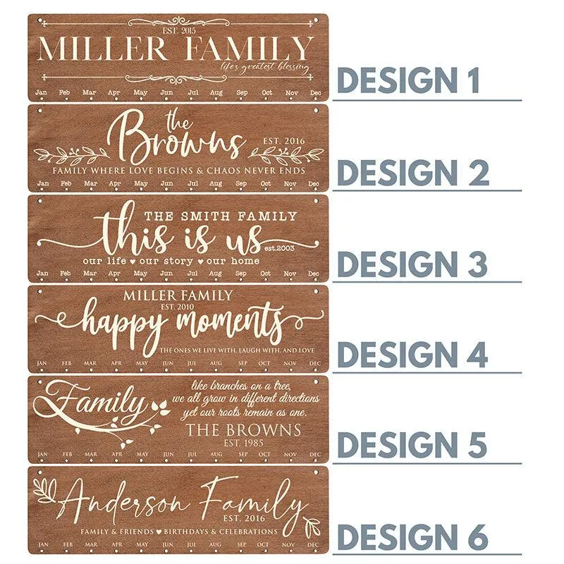 Family Wooden Calendar For Wall