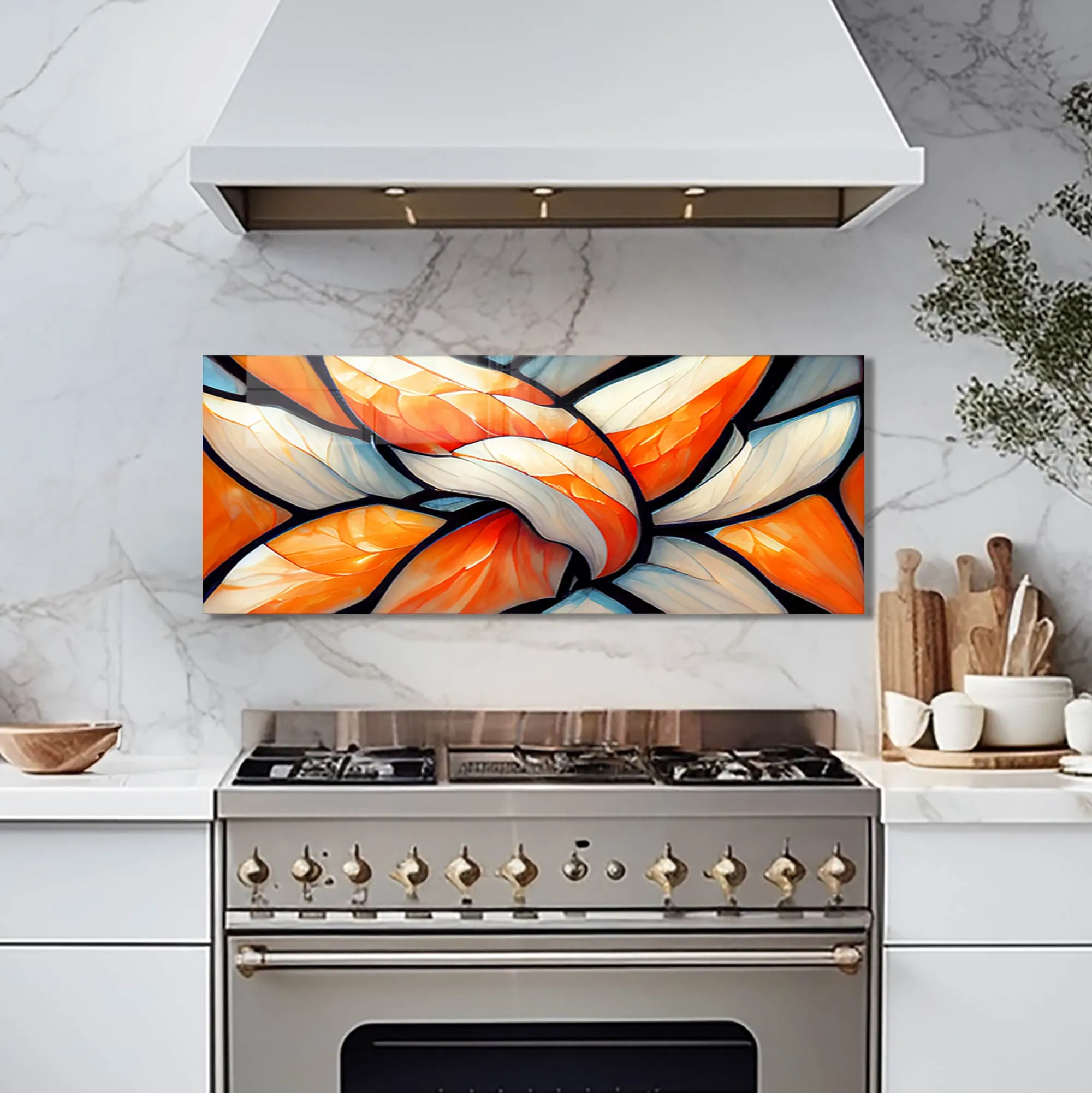 Floral Abstract - Glass Splashback