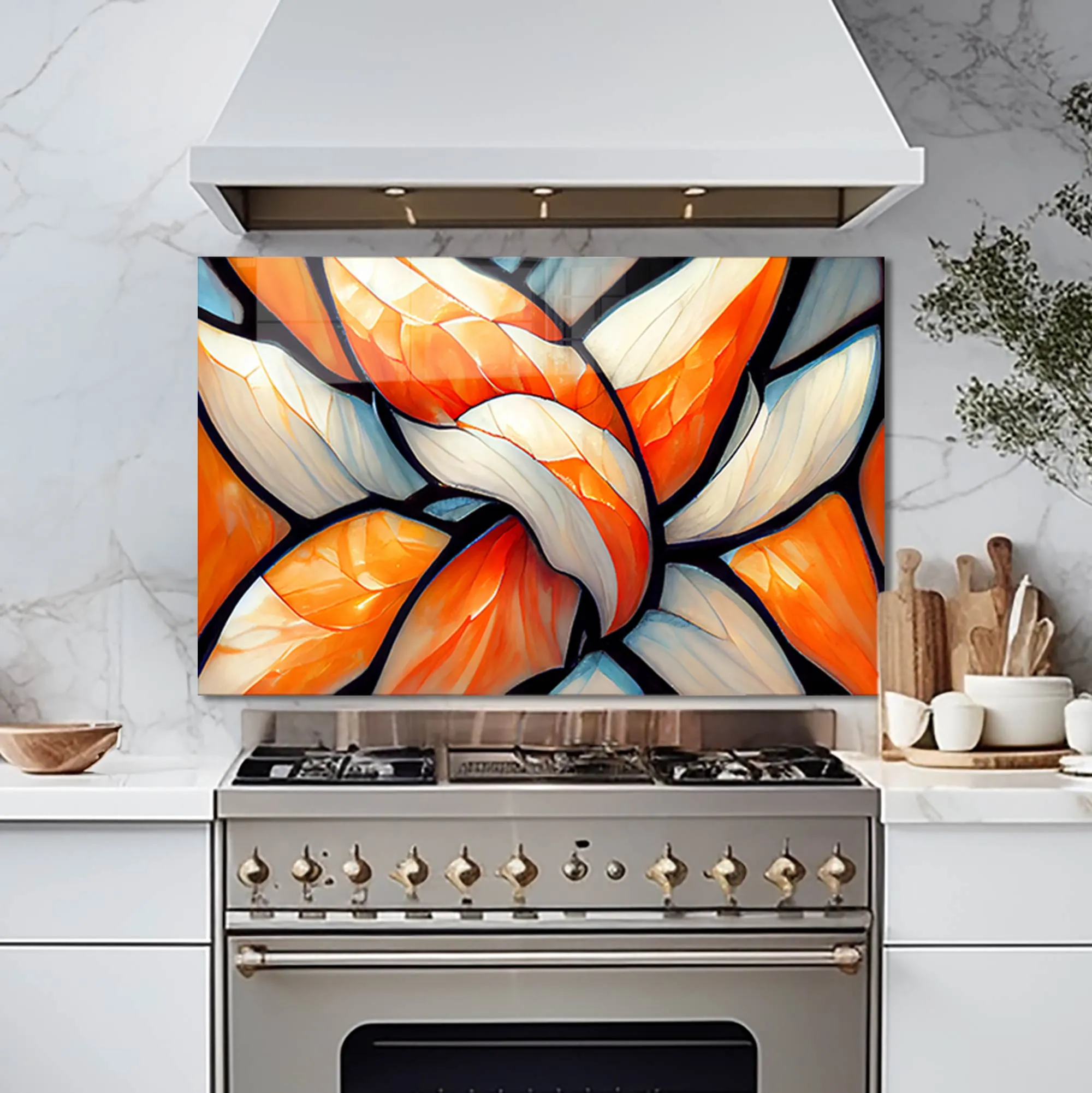 Floral Abstract - Glass Splashback