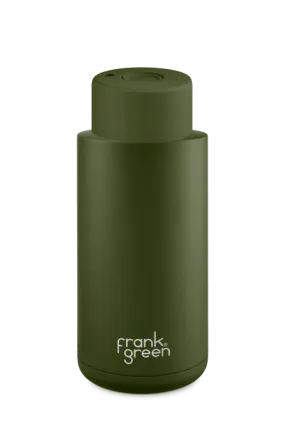 Frank Green Ceramic Reusable Bottle with Push Button Lid - Khaki