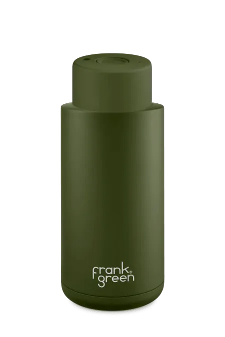 Frank Green Ceramic Reusable Bottle with Push Button Lid - Khaki